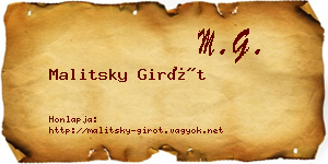 Malitsky Girót névjegykártya